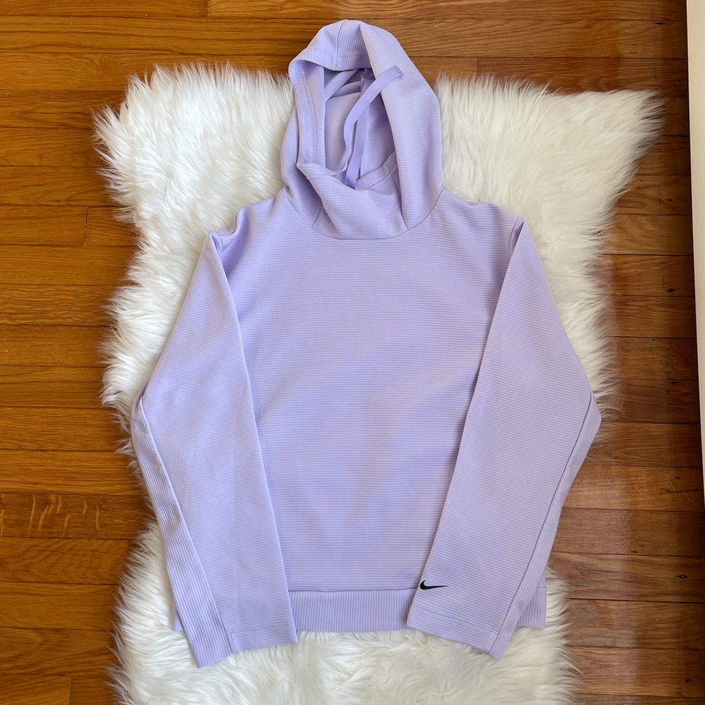 Nike Women’s Dri Fit Get Fit Ribbed Pullover Sweatshirt in Lavender size XS